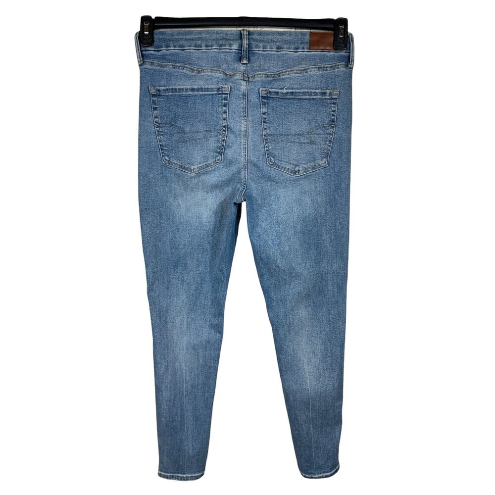 American Eagle SZ 12 SHORT Super Hi-Rise Jeggings Jeans Stretch Zip-Fly Whisker - Picture 4 of 11